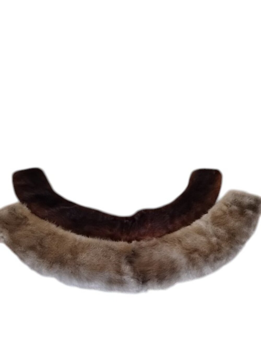 Vintage 2 Genuine Fur Collar Trim Brown Gray Removable Coat Accessory